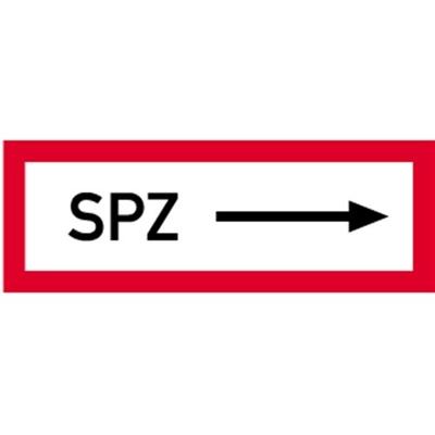 Schild SPZ rechtsweisend, Alu, 297x105 mm