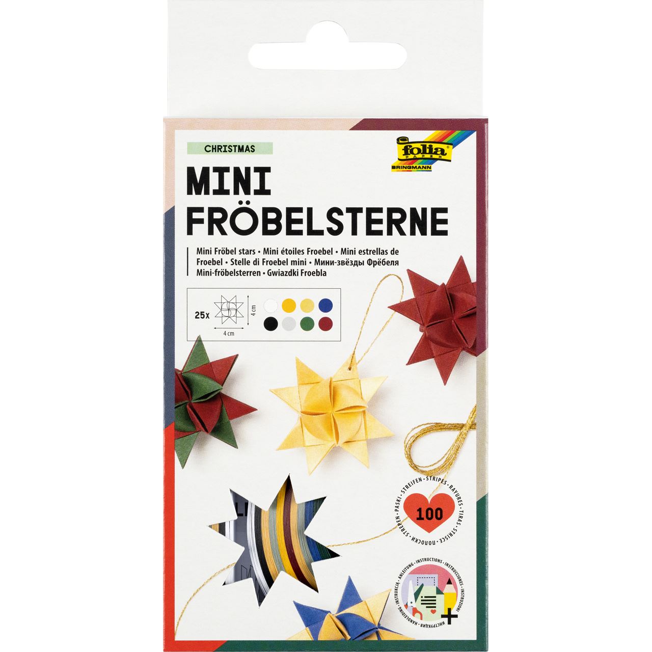 folia Faltblätter Fröbelsterne mini farbsortiert mehrfarbig