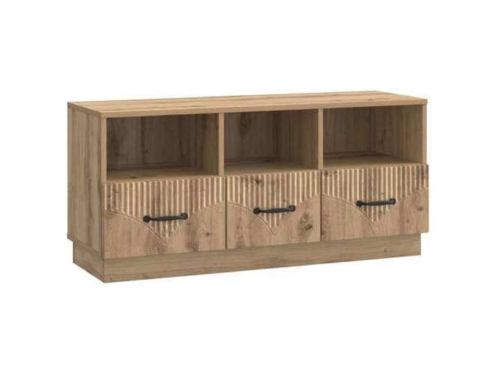 KTHLBRH TV-Schrank 102 x 34,5 x 47 cm Eiche handgefertigt Technisches Holz, verstellbare Regale, Kabelmanagement, Medienfächer, Wohnzimmer, Heimkino