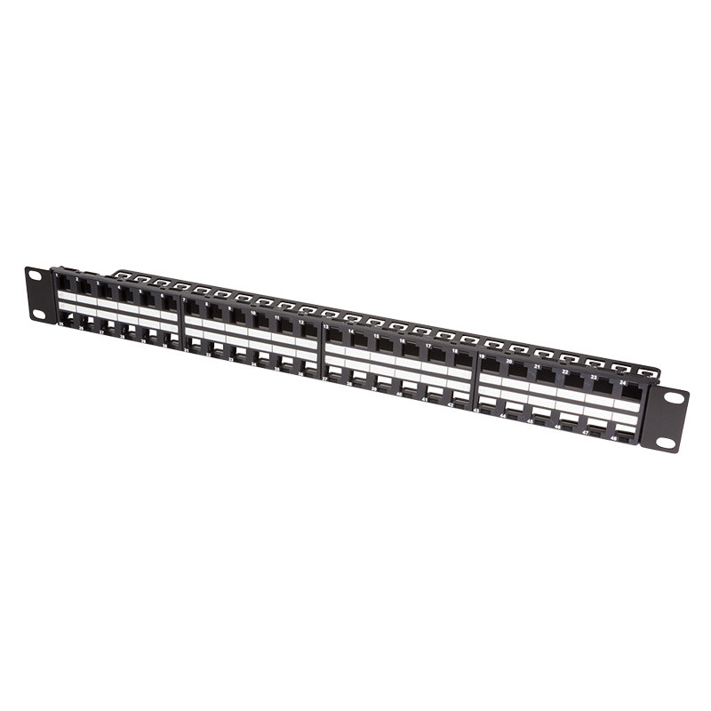 LogiLink patchpaneel 1 HE voor 48 Keystone-connectoren, slank, ongescreend, zwart