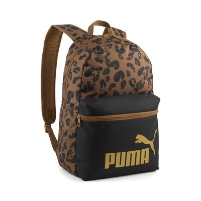 Rucksack PUMA "PHASE AOP BACKPACK", braun (puma schwarz, kona braun, leopard aop), Rucksäcke, Damen, Netz, Obermaterial: 100% Polyester, gemustert, Rucksack, mit geräumigem Hauptfach, mit vorderer Reißverschlusstasche