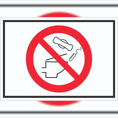 HB-Druck Keine Binden und Tampons ins WC werfen Symbol Aufkleber A2 (420x594mm)