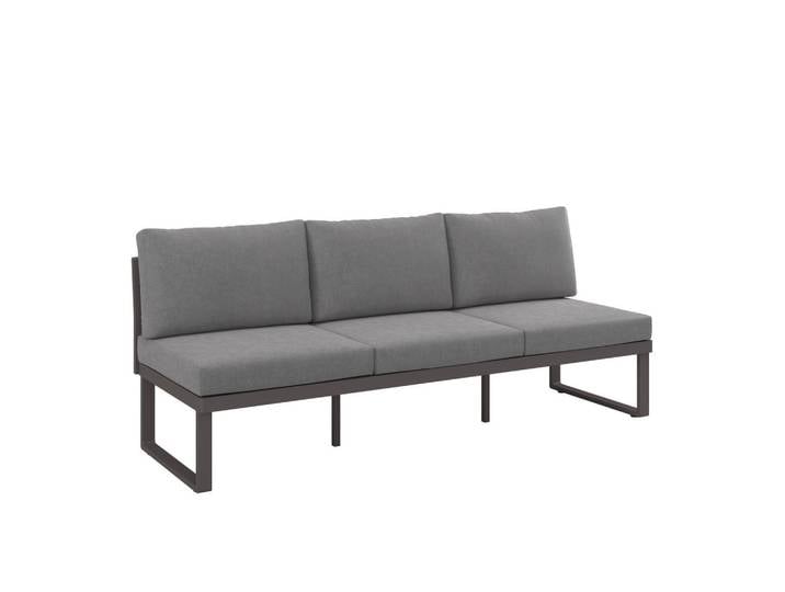 Dieter Knoll Loungesofa, Anthrazit, Hellgrau, Dunkelgrau, Metall, 3-Sitzer, Füllung: Schaumstoff, 201x74x76 cm, Loungemöbel, Outdoorsofas