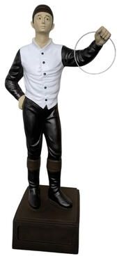 Betach Home Classic Lawn Jockey Striped Dark Pants Garden Statue
