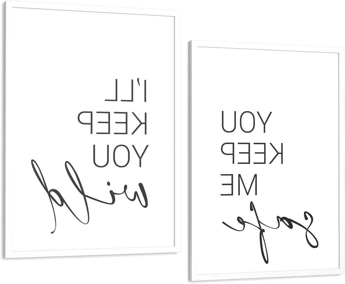 Spreuken Poster Set met Typografie Wanddecoratie in Wit, A3