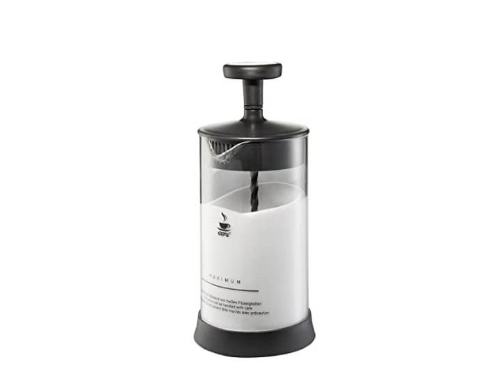 GEFU Milchaufschäumer ANTONIO - Manueller Milchschäumer aus Glas, 270 ml