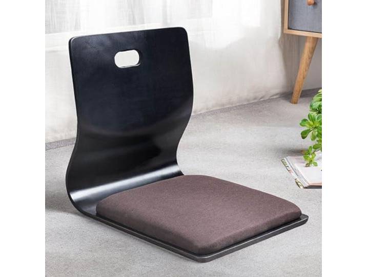 ALMASI Japanischer beinloser Bodenstuhl, Tatami-Raumspielstuhl, hölzerner Meditationsstuhl, Erkerfenster-Lounge-Stuhl, Faule Couch zum Lesen und Fernsehen 46 * 36 * 42cm J