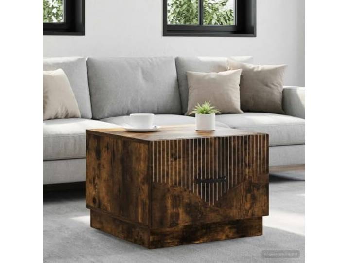 TEKGHUT Couchtisch Räuchereiche 49x50x37 cm Holzwerkstoff mit Schubladen Vintage-Design, Stauraum mit Schubladen, pflegeleichte Oberfläche, vielseitig einsetzbar