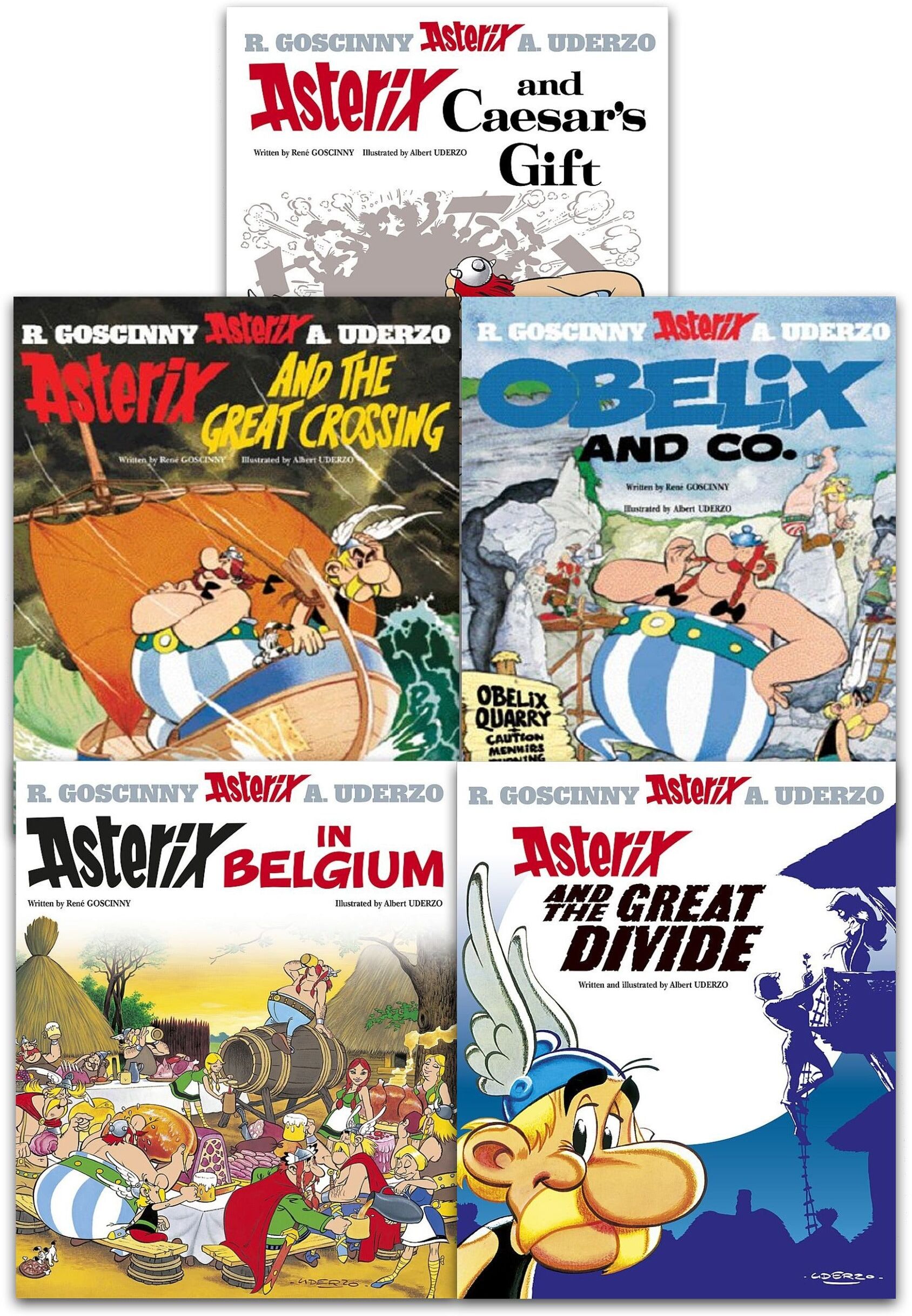 Orion Asterix Series 5 Collection 5 Books Set (Book 21-25) (Asterix and Caesars Gift, Great Crossing, Obelix and Co, Asterix in Belgium, the Great Divide)