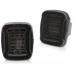 VOLL LED Upgrade Design Rückleuchten Set passend für Chrysler Jeep Wrangler YJ 91-96 / TJ 96-06 schwarz/rauch dynamisch