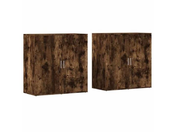 Kaorsrow 2er Set Sideboard Räuchereiche 79x38x80 cm Holzwerkstoff Kommode Stabiler Beistellschrank für Schlafzimmer und Wohnzimmer mit viel Ablagefläche und 70 kg Belastbarkeit pro Schrank.