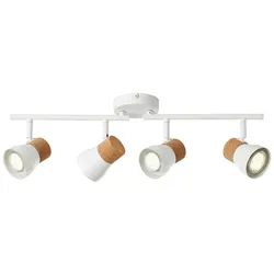 BRILLIANT Lampe Moka Spotrohr 4flg weiß matt/braun   4x PAR51, GU10, 10W, geeignet für Reflektorlampen (nicht enthalten)   Köpfe schwenkbar