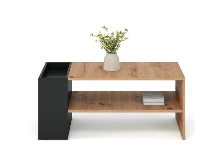Table basse noire et aspect chêne 100 x 55cm