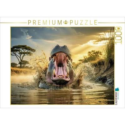CALVENDO Puzzle Ein Motiv aus dem Kalender Nilpferde in Action | 1000 Teile Lege-Größe 64x48cm Foto-Puzzle für glückliche Stunden, von , Calvendo