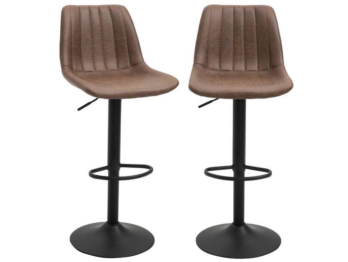 ComfortXL Barhocker 2er-Set De-08019 Retrodesign, höhenverstellbar Braun, Metall, 46.5x110x43 cm, Esszimmer, Barmöbel, Barhocker
