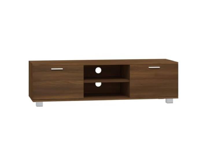 GKHPYURE TV-Schrank Eiche Braun 140 x 40,5 x 35 cm 4 Fächer, 4 Kabelausgänge, Holz und Aluminium, einfache Montage