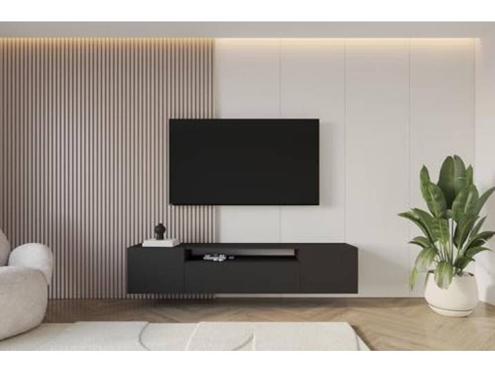 ALTDECOR TV-Schrank Fernsehtisch - Elio-W - 200x40x41 - Schwarz Lowboard TV Möbel TV Cabinet Fernsehschrank für das Wohnzimmer TV Kommode TV Tisch TV Sideboard TV Board