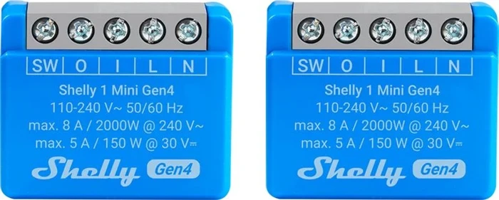 Shelly Relais 1 Mini Gen4 2er Pack max 8A 1 Kanal WLAN Matter Zigbee Bluetooth