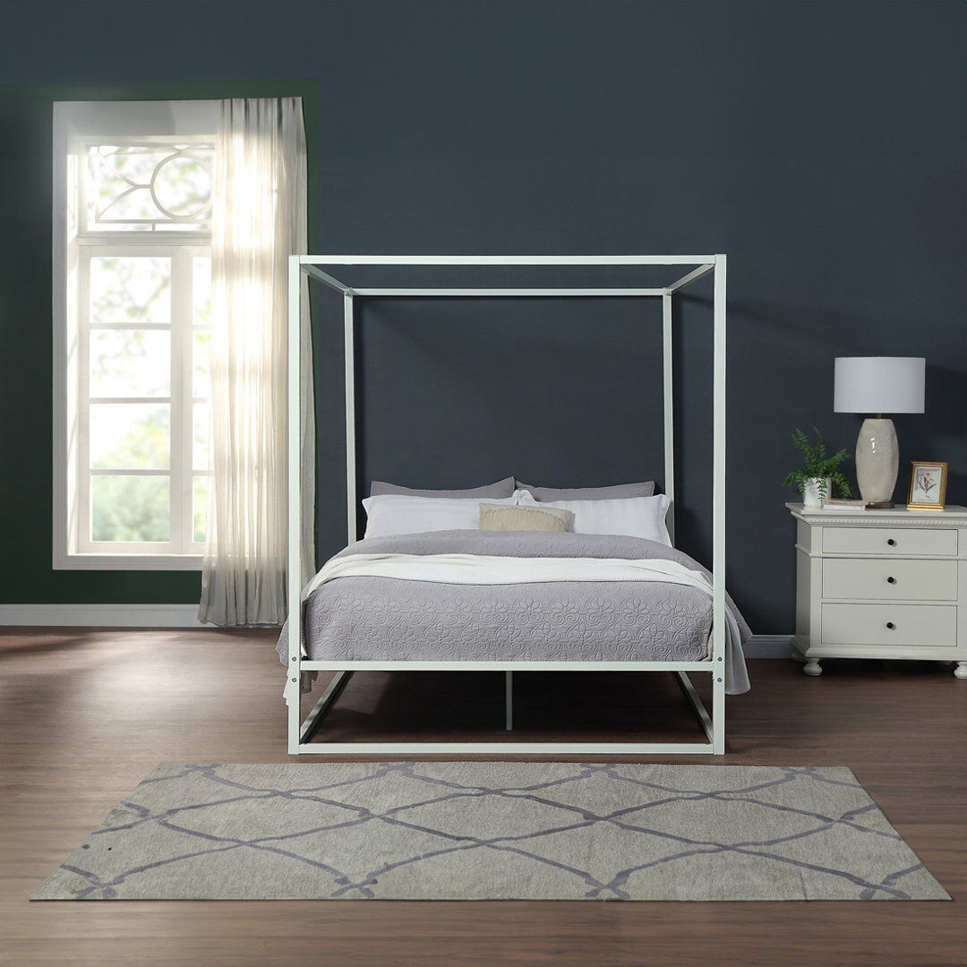 Latitude Run Bedoya Canopy Bed White Small Double (4')