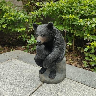 Hi-Line Gift Onyx Contemplation: Intriguing Black Polyresin Thinking Bear Figurine