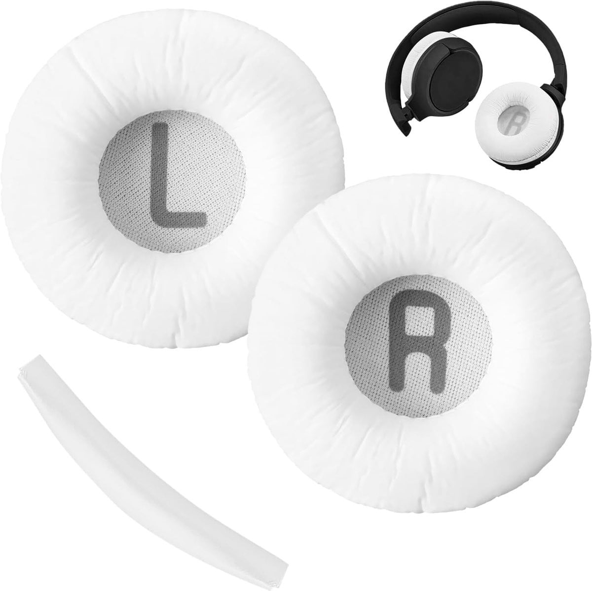 Set van oorkussens en 1 hoofdband - wit