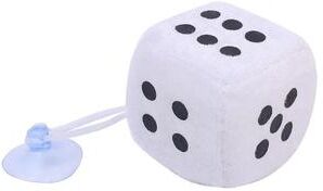 Inspired Living Retro Plush Dice Rearview Mirror Car Hanging Ornament white