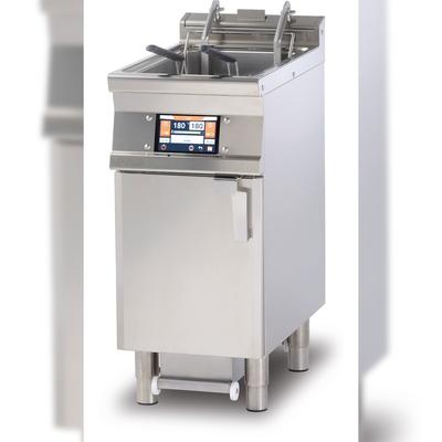 Elektrische digitale Friteuse 18 lt. Öl-Filterung und Hebevorrichtungen. Struktur aus rostfreiem Stahl. Abmessungen 40x90 h90 cm. Modell F18-94ETDPS