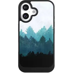 Nivocase Hülle für Apple iPhone 16 Handyhülle NIVOcore Case Schwarz Abstrakt Baum Wald (Apple iPhone 16), Smartphone Hülle, Schwarz