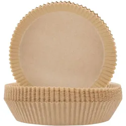 Verstärkte Backpapier-Einlagen für Heissluftfritteusen, 100Stck,  Ø 20 cm, antihaft, hitzebeständig & passgenau, für sauberes & einfaches Frittieren