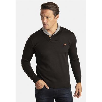 Strickpullover SIR RAYMOND TAILOR "Erasmo", Herren, Gr. XL, schwarz, 100% Baumwolle, unifarben, normal, hoch geschlossener Ausschnitt, Pullover Strickpullover, mit gemütlichem Stehkragen