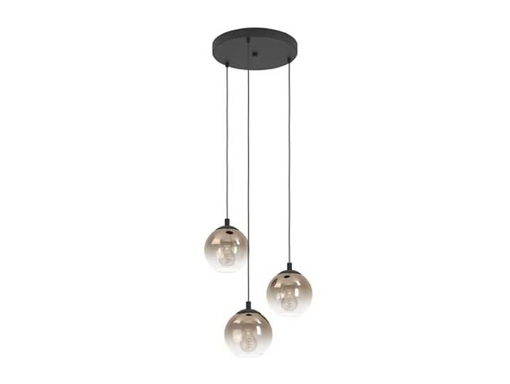 Eglo Suspension luminaire Ariscani 1\, plafonnier suspendu à 3 lampes lustre pour cage d'escalier et galérie\, métal en noir et verre en cuivre\, E27\, Ø 42\,5 cm