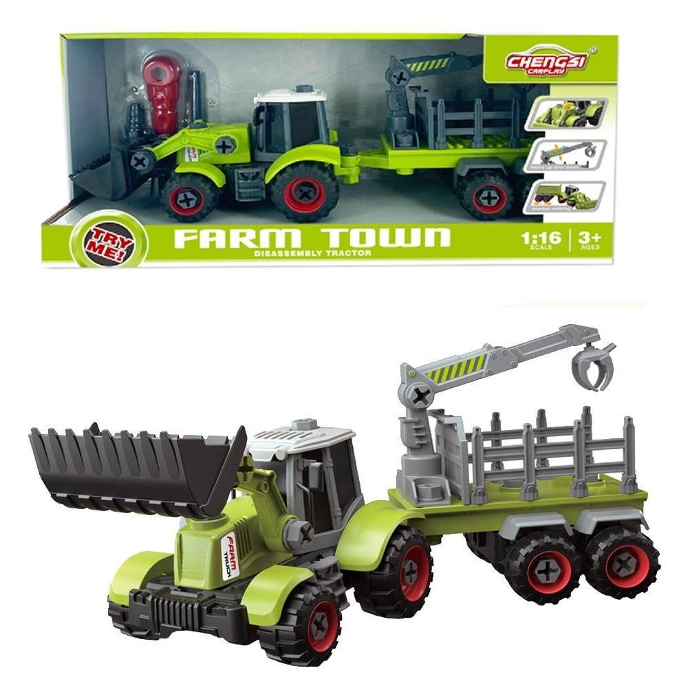 Traktor z łyżką i przyczepą do skręcania (55619641)