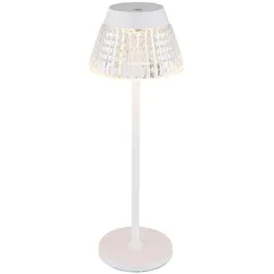 Tischleuchte Tischlampe weiß Wohnzimmerlampe Touchdimmer Akku Beistellleuchte, USB, LED 1W 80Lm warmweiß, DxH 13,5x38 cm