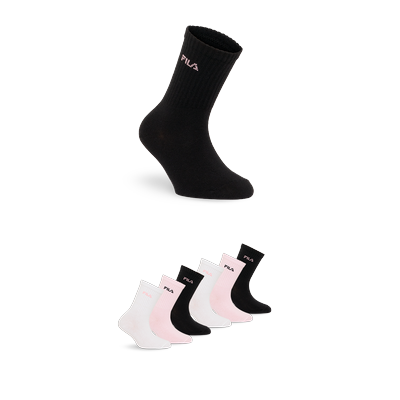 Socken FILA, Herren, Gr. 27-30, schwarz (par pink), Baumwollmischung, Socken Socken, breites Rippenbündchen, Cotton-Mix, Unisex