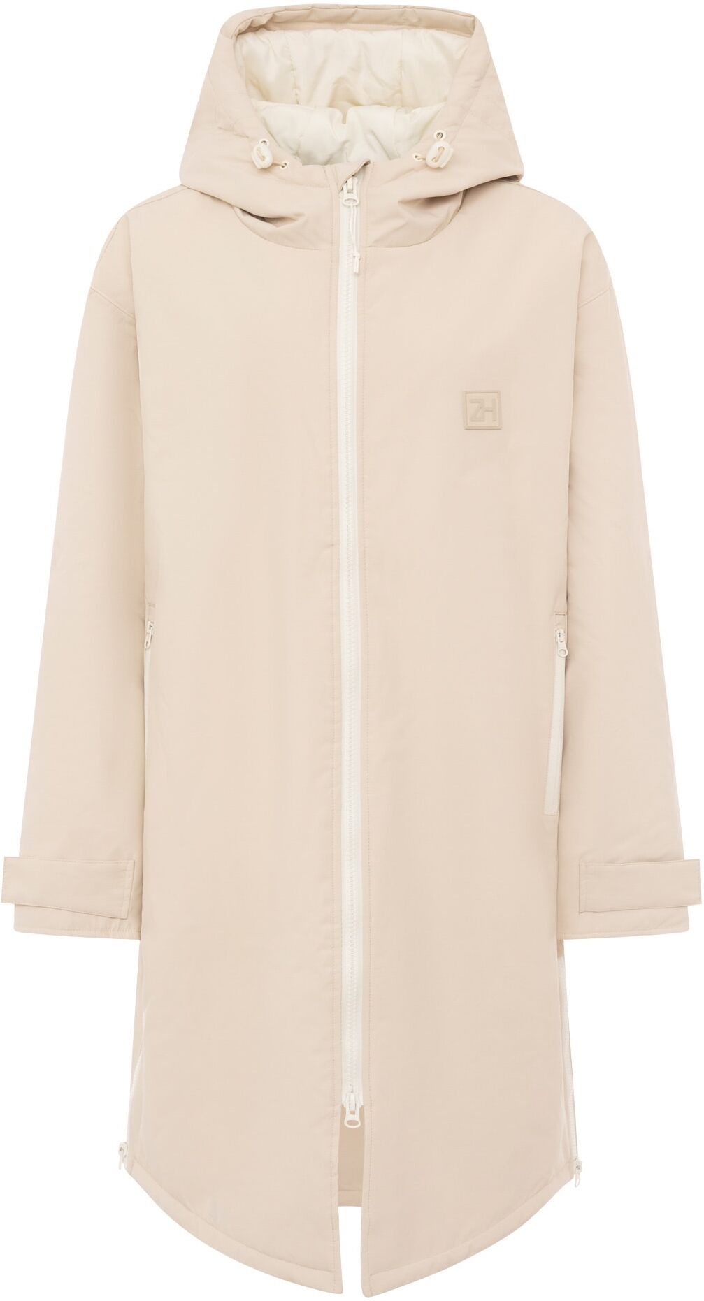 Kurzmantel ZWILLINGSHERZ "Oversize Windjacke ZH", Damen, Gr. L/XL, hellbeige, Web, Obermaterial: 100% Polyester, oversize knielang, ohne Ausschnitt, gerader Abschluss krempelbar,mit verstellbarem Klettverschluss, Mäntel Kurzmantel, Kapuze, Reissverschluss