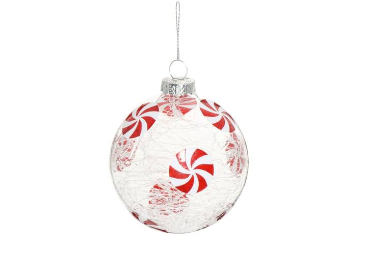 Weihnachtskugel mit Süssigkeitenmuster