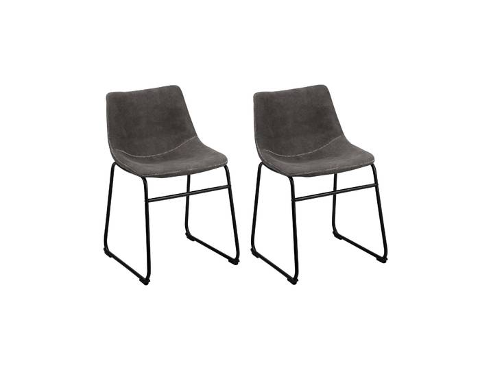 BELIANI Stuhl 2er Set Dunkelgrau Polsterbezug Retro-Design
