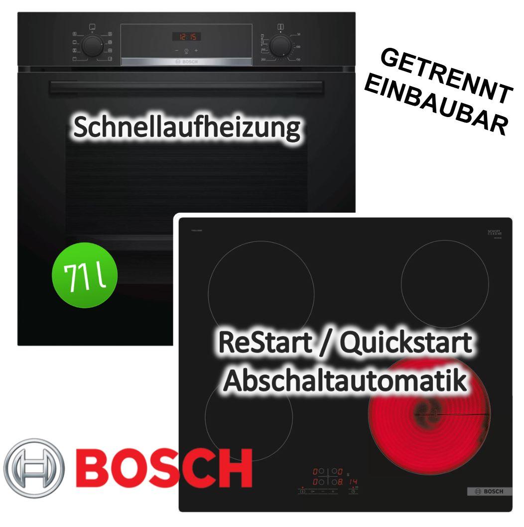 Herdset BOSCH Backofen EcoClean + Glaskeramik-Kochfeld TouchSelect autark 60 cm