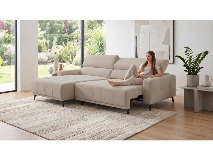 Ecksofa Moon mit motor. Sitzvorzug und Kopfteilverstellung