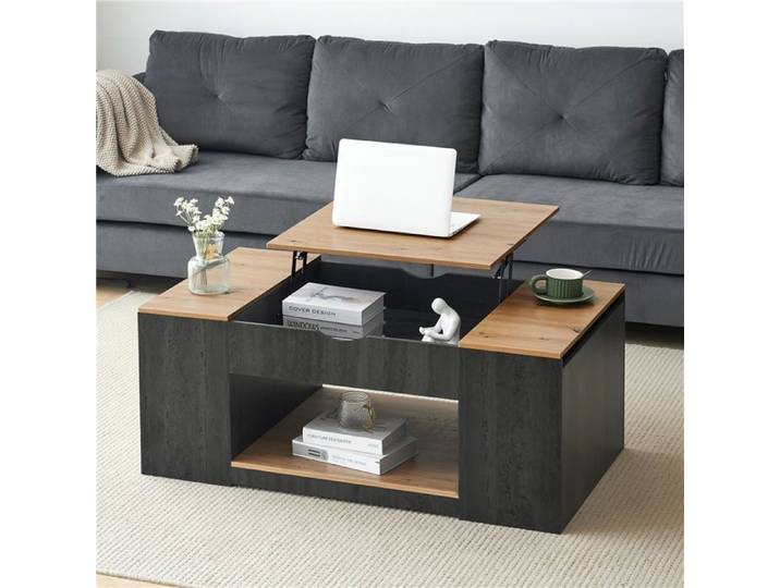 Table basse relevable grise 109 cm avec rangement meuble salon design élégant et fonctionnel moderne