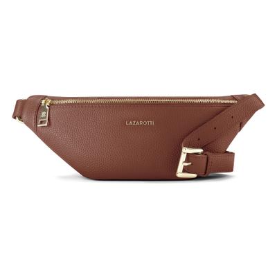 Gürteltasche LAZAROTTI "Bologna Leather Gürteltasche Leder 31 cm", Damen, Gr. B/H/T: 5cm x 13cm, braun (dunkelbraun), Leder, Taschen Gürteltasche