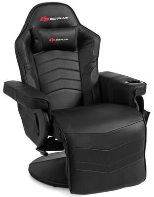Costway Ergonomic High Back Massage Gaming Chair with Pillow-Black