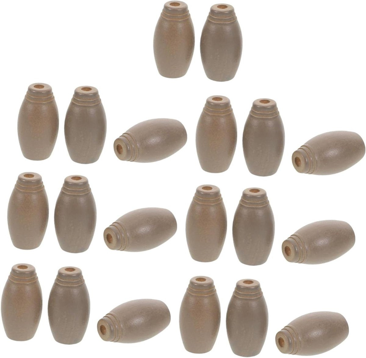 20 stuks Houten Gordijn Knoppen - Ergonomisch Olijfvormig - Donkergrijs