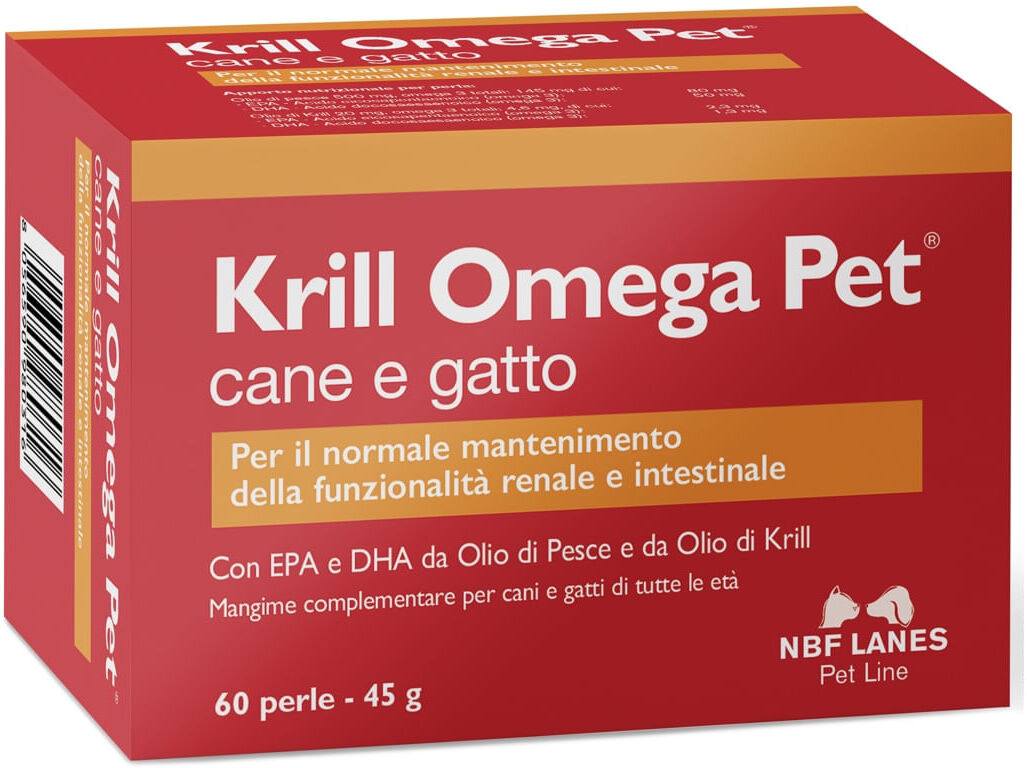 NBF LANES Krill Omega Pet Mangime Complementare Cane e Gatto 60 PERLE