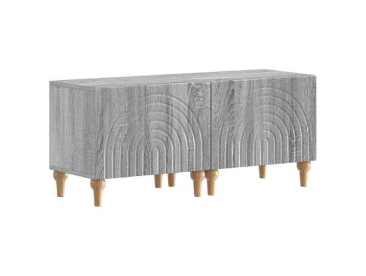GKHPYURE TV-Schrank Sonoma, grau, aus Holz, 98 x 35 x 43 cm Technisches Holz, feuchtigkeitsbeständig, großer Raum, schlankes Design, reversible Türen, Inneneinsatz, Montage