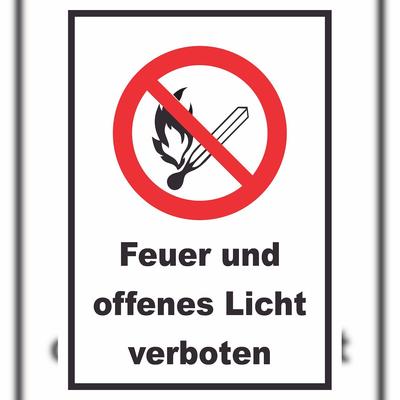 HB-Druck Feuer und offenes Licht verboten Schild A5 Rückseite selbstklebend