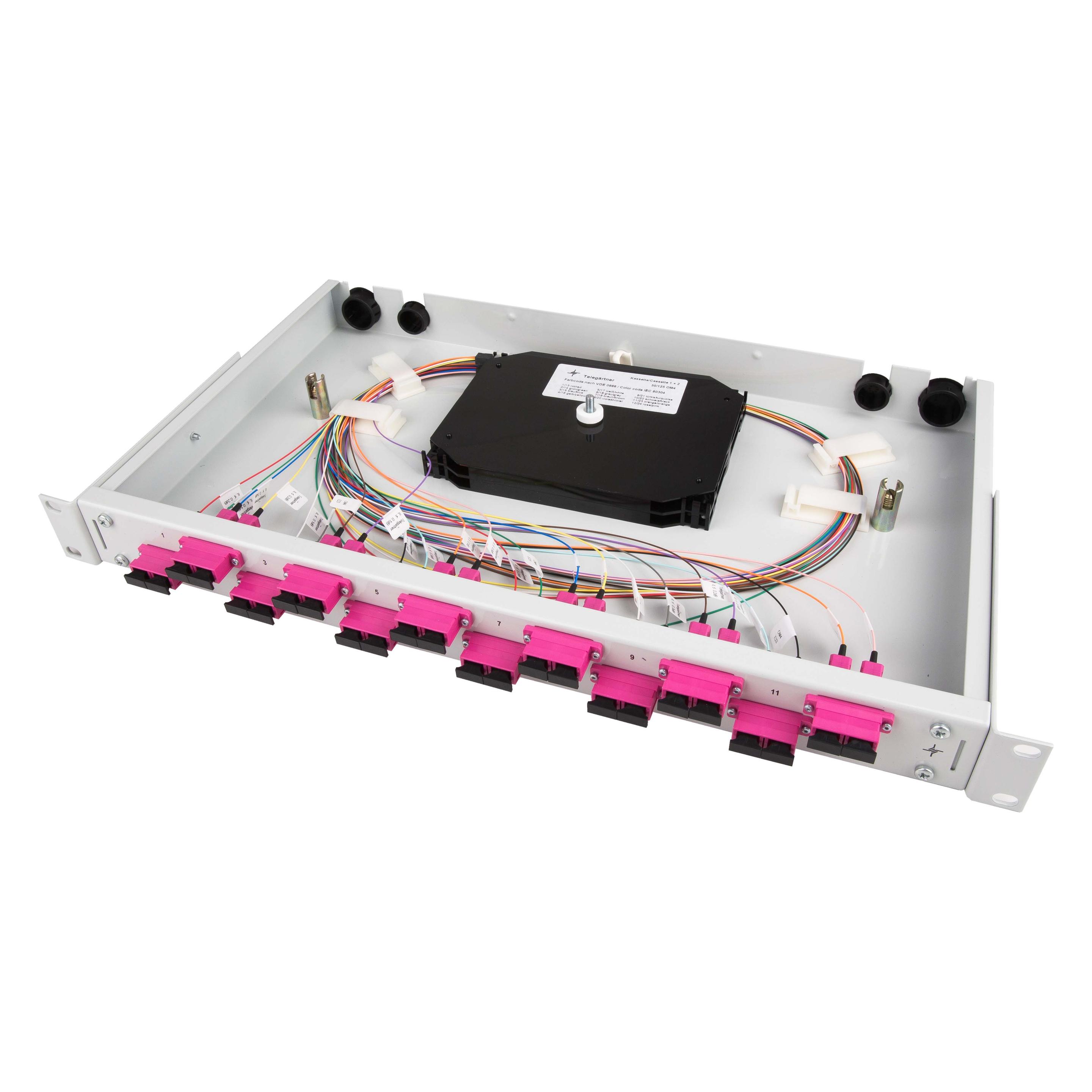 Telegärtner Karl Gärtner Spleissbox bestückt 12xSCD 50/125OM4 1HE TNSB-Be-12SC (H02030A0683)