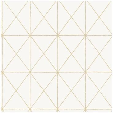 NuWallpaper White & Gold Get In Line Peel & Stick Wallpaper - 216in x 20.5in x 0.025in