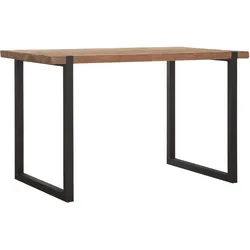 Bartisch Beam aus recyceltem Teakholz, modernes Design, Natur, Metallgestell Schwarz, 150 cm