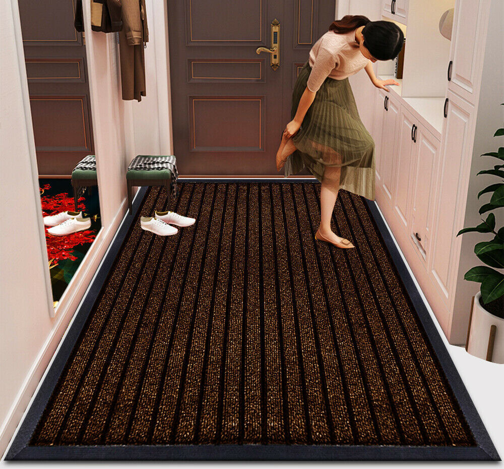 Quality & Style Non-Slip Indoor Outdoor Door Mat Brown Rectangle 120 x 150 cm